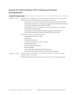 Section 24, Child Nutrition (CN) Labeling and Product Documentation