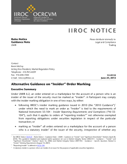 Alternative Guidance on &ldquo;Insider&rdquo; Order Marking