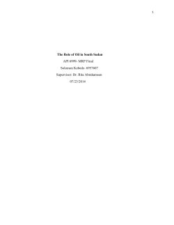 The Role of Oil in South Sudan API 6999
