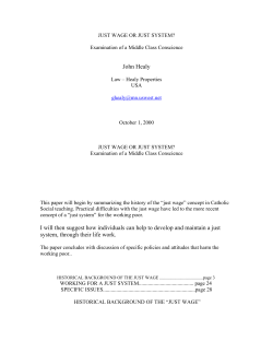 JUST WAGE OR JUST SYSTEM - University of St. Thomas