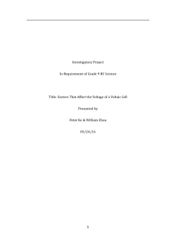 Factors That Affect the Voltage of a Voltaic Cell Presented by