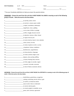 **Use your Vocabulary definitions to help you answer the questions
