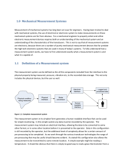 1.0 Mechanical Measurement Systems 1.1 Definition of a