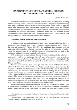 on significance of transaction costs in institutional economics