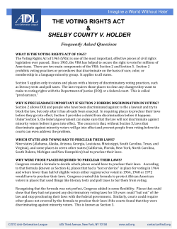 The Voting Rights Act and Shelby County v. Holder
