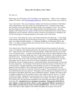 History 206: The History of the "Other" TR 1:00-2:15