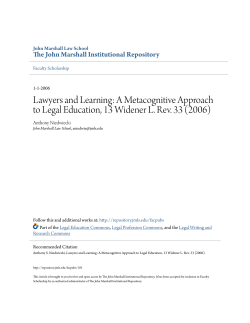 Lawyers and Learning: A Metacognitive Approach to Legal Education