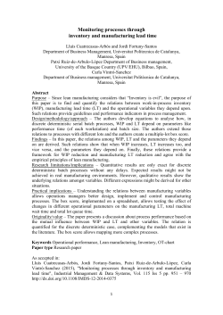 Monitoring processes through inventory and