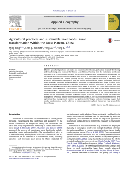 Agricultural practices and sustainable livelihoods: Rural
