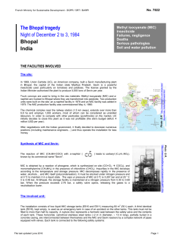 The Bhopal tragedy Night of December 2 to 3, 1984 Bhopal India
