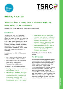 Briefing Paper 75 `Wherever there is money there is influence`