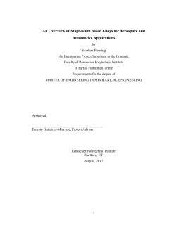 An Overview of Magnesium based Alloys for Aerospace