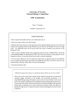 Questions - National Biology Competition