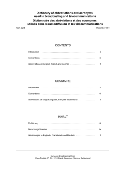 EBU Tech 3275-1994 Dictionary of abbreviations and acronyms in