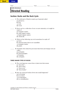Directed Reading Section: Igneous Rock