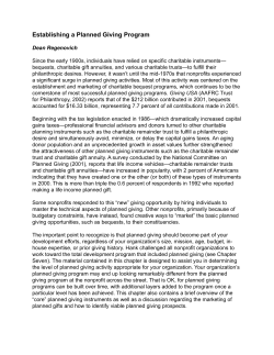 Establishing a Planned Giving Program