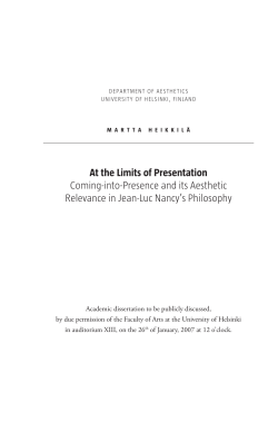 At the Limits of Presentation coming-into-presence and its