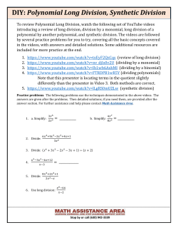 Long Division with Polynomials