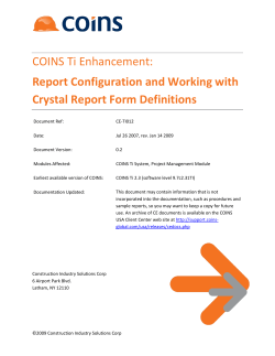 Report Configuration and Working with Crystal