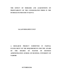 The Effect of Mergers and Acquisitions on Profitability of the