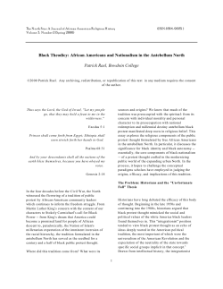Black Theodicy: African Americans and Nationalism