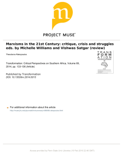 Marxisms in the 21st Century: critique, crisis and struggles eds. by