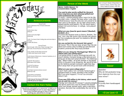 Person of the Week Contact the Hare Today