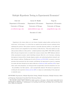 Multiple Hypothesis Testing in Experimental Economics