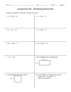 Assignment 36: Multiplying Binomials