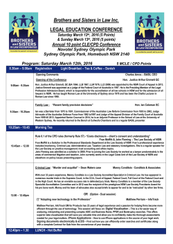 Brothers and Sisters in Law Inc. LEGAL EDUCATION CONFERENCE