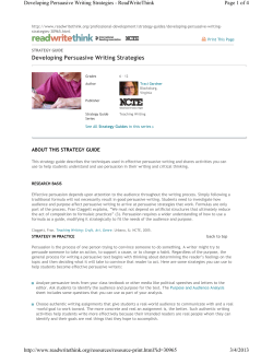 Developing Persuasive Writing Strategies