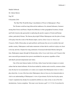 Consolidation of Power in Shakespeare`s Plays