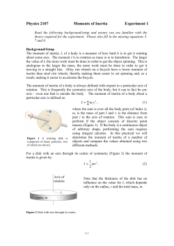 Physics 2107 Moments of Inertia Experiment 1