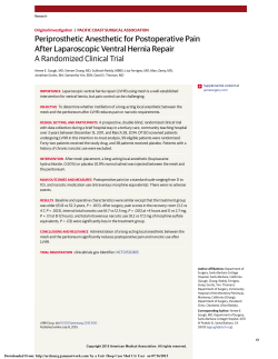 Periprosthetic Anesthetic for Postoperative Pain After Laparoscopic