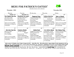 menu for patrick`s eatery - St. Patrick`s Catholic School