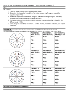 PART 4 = EXPERIMENTAL PROBABILITY vs THEORETICAL