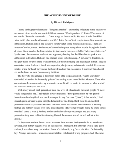 THE ACHIEVEMENT OF DESIRE by Richard Rodriguez I stand in
