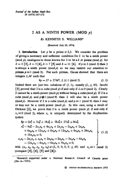 2 AS A NINTH POWER (MOD p)