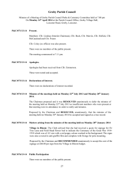 (These minutes are published subject to approval by the Parish
