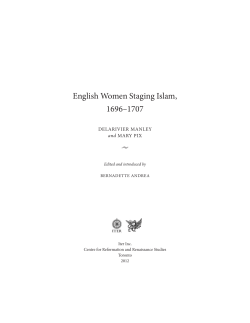 English Women Staging Islam, 1696&ndash;1707