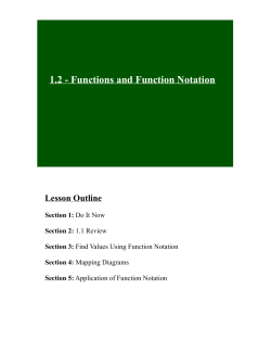 1.2 - Functions and Function Notation