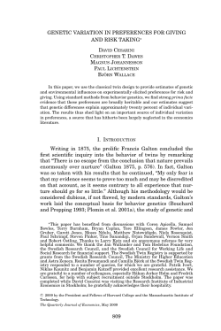 Genetic Variation in Preferences for Giving and Risk Taking