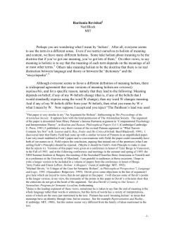 An Argument for Holism