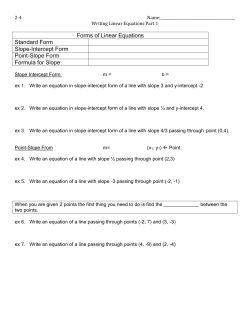 Forms of Linear Equations Standard Form Slope