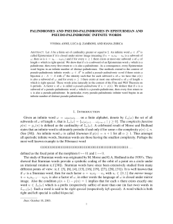 PALINDROMES AND PSEUDO-PALINDROMES IN EPISTURMIAN