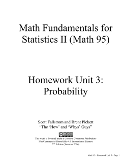 Math Fundamentals for Statistics II (Math 95) Homework Unit 3