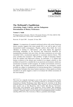 The McDonald`s Equilibrium