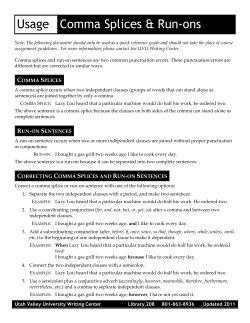 Comma Splices - Webberville Schools