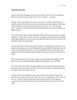 CHRISTMAS DAY 2016 Did you notice that the gospel1 lesson the