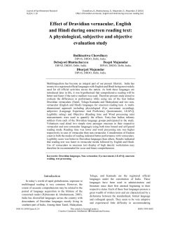 Effect of Dravidian vernacular, English and Hindi during onscreen